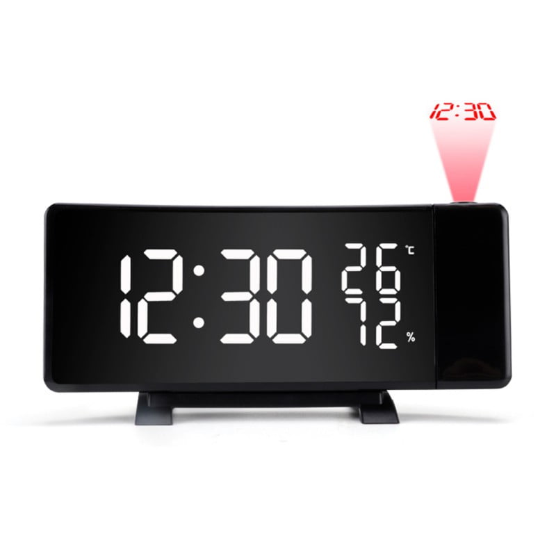 LED Projection Digital Alarm Clock Bedroom Bedside Projector Clocks with FM Radio, Adjustable