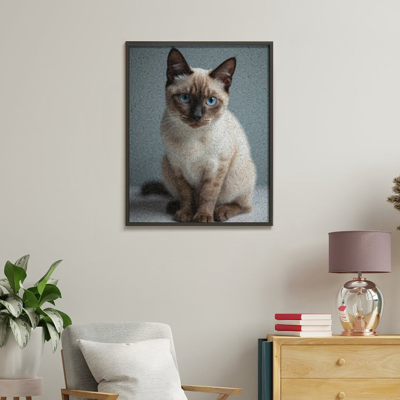 Paint by Numbers Kit for Adults, Blue Eyed Siamese Cat Sitting Paint by Numbers, Easy Paint by Numbers Kit for Adults Beginner, DIY Adult Paint by Number Kits on Canvas, Home Decor