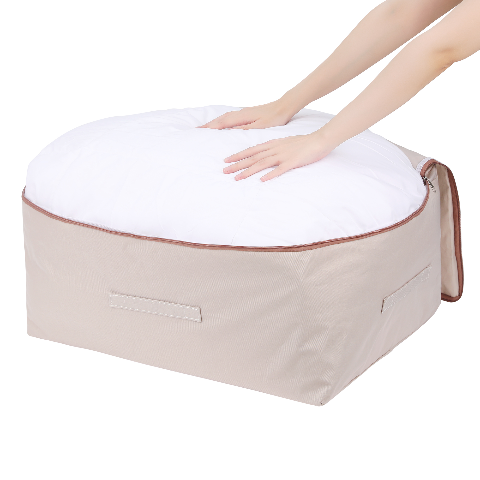 Unique Bargains Foldable Storage Bags w Handles for Closet Organizers Kakhi 23.5x17x11in