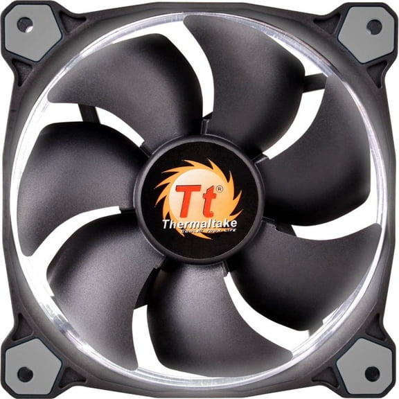 Thermaltake Riing 12 Led White - 1 X 120 Mm - 1500 Rpm - 1 X 40.6 Cfm - 24.6 Db[a] Noise - Hydraulic Bearing - 3-pin - White Led - Rubber - 4.6 Year Life (167918)