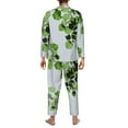 thumbnail image 5 of Kll Watercolor Green Leaves Sleepwear Mens Flannel Pajamas,Long Cotton Pj Set, 5 of 9