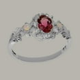 thumbnail image 3 of LBG British Made 925 Sterling Silver Natural Pink Tourmaline & Opal Womens Promise Ring - 33 size options - Size 7, 3 of 8