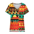 thumbnail image 5 of Youyipin Womens Tops Womens Print Shirt African Dashiki Short Sleeve V Neck Loose Tunic Tops Spring Tops For Women, 5 of 5