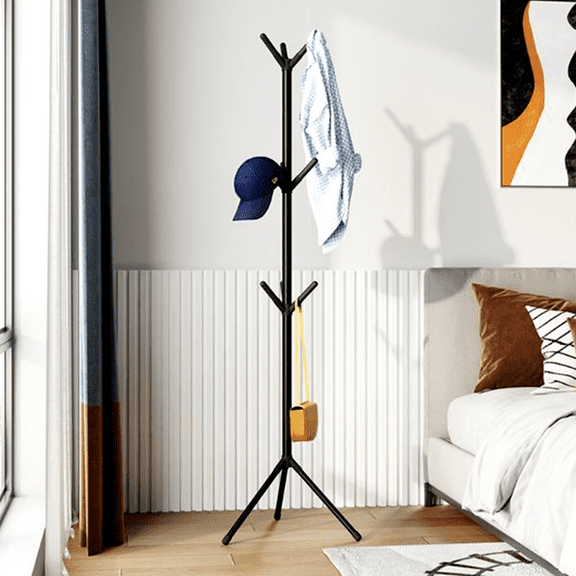 Fmxomd Metal Tree Coat Rack Stand, Sturdy Freestanding Coat Rack with 9 Hooks,68.5" Height for Adult, Black Coat Stand Tree Fits Entryway Bedroom Office for Bags,Hats, 1Pack