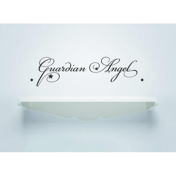 Guardian Angel PureBright Guard Me While I Sleep Tonight Girls Love Beautiful Crown Prince Unicorns Royalty Sweet Dreams Decorating Ideas Girl Boy Bedroom Wall Decal Sticker - Size: 13 Inch x 29 Inch