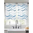 thumbnail image 2 of Blue Stripes Sheer Curtains 54 Inch Length 2 Panels Set Window Treatments, Modern Gradient Abstract Ocean Waves Lines Rod Pocket Semi Curtains for Living Room/Bedroom/Kitchen Décor, 104"W x 54"L, 2 of 7
