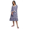 thumbnail image 4 of Moomaya WoMen's Printed Long Sleeve Square Neck Cotton Sleepwear Gown, 4 of 6