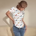 thumbnail image 5 of Daiia winter Snowflake Dachshund print Women's Crew Neck Short Sleeve Bodysuit Fashion Tops Fit Casual Basic Extender Bodysuit-XX-Large, 5 of 9