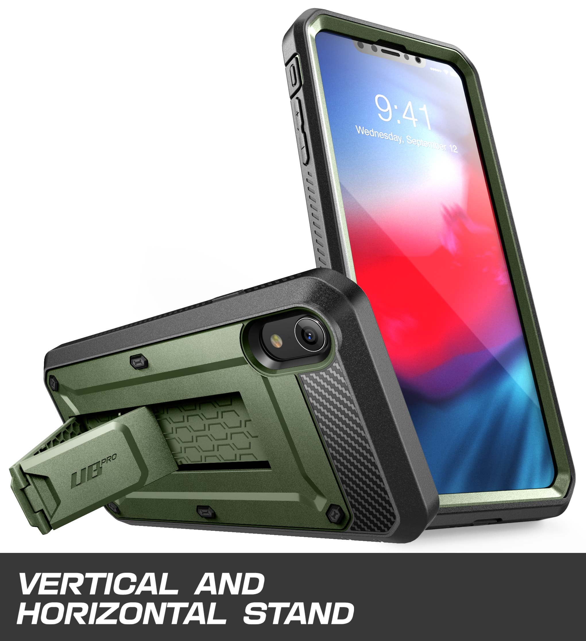 SUPCASE Unicorn Beetle Pro Series Case Designed for iPhone XR, with Built-in Screen Protector Full-Body Rugged Holster Case for iPhone XR 6.1 Inch (2018 Release) (Green)