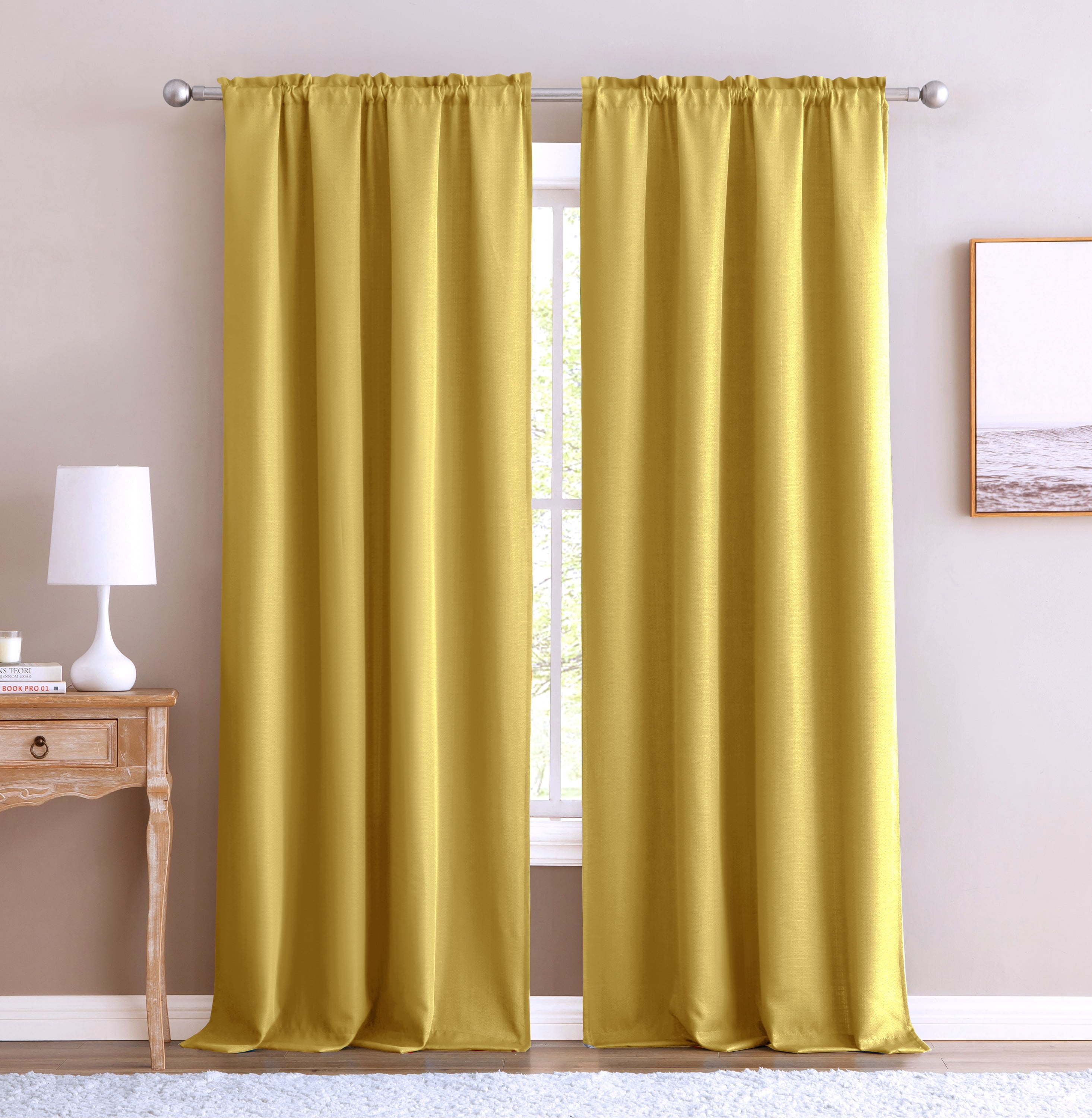 Mainstays Bennett Textured Panel Pair - Yellow - 40" x 84" Each - Set of (2)