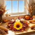 thumbnail image 5 of Halloween Decoration Indoor Outdoor Clearance Under $5.00!Simulation Maple Leaf Candle Holders Wreath Border Halloween Harvests Festival Autumns Pumpkin Sunflower Decorative Candle Holders Wreath, 5 of 6