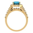 thumbnail image 4 of 2.32 ct Brilliant Round Cut Turquoise 14K Yellow Gold Halo Solitaire with Accents Engagement Bridal Wedding Ring Band Set size 3.75, 4 of 7
