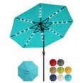 thumbnail image 1 of 10FT Solar Patio Umbrella with 32 LED Lights – UV Protection, 8 Sturdy Ribs – Crank Lift, Push Button Tilt – Outdoor Market Table Umbrella for Patio, Garden, Pool, 1 of 7