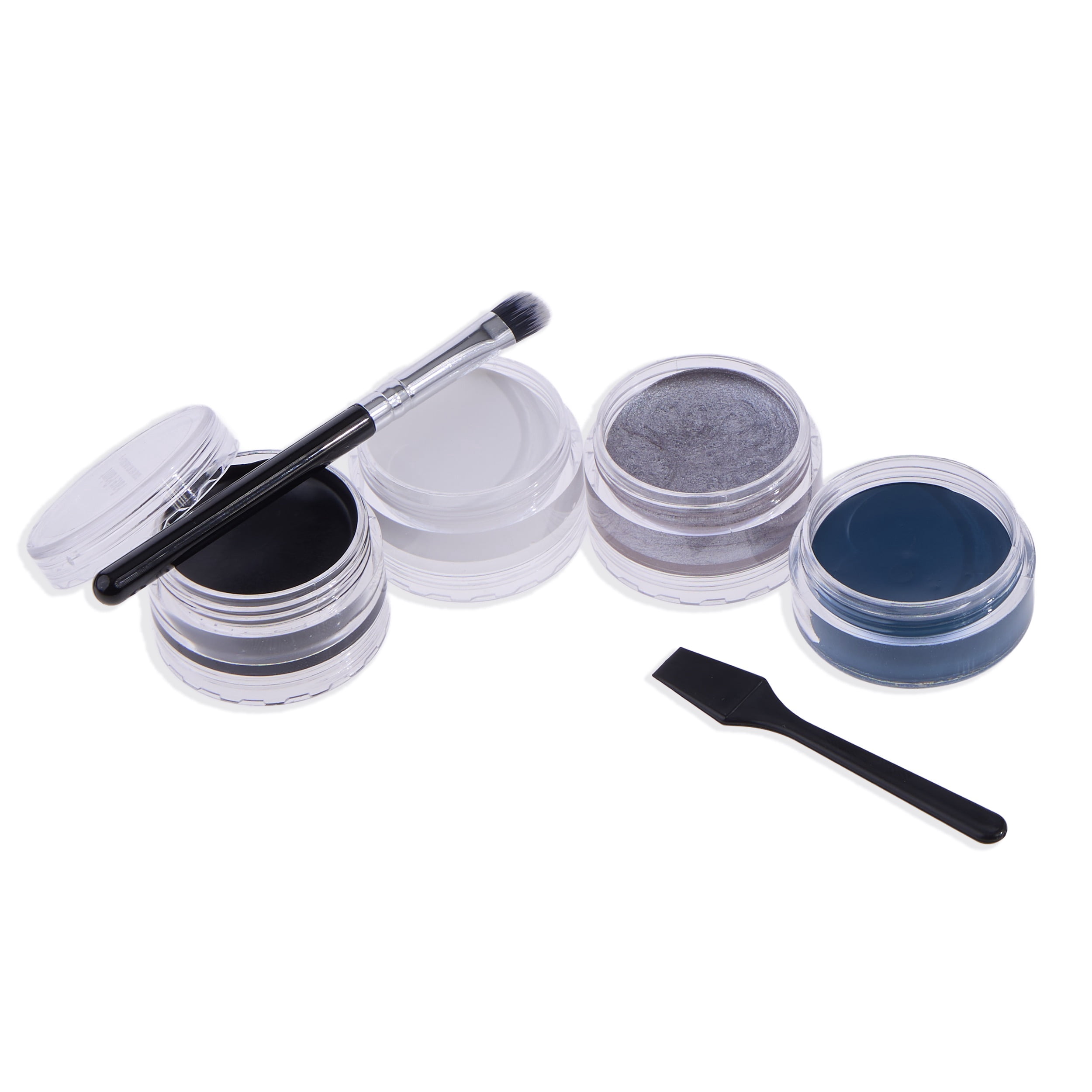 Expressions Skeleton Face Paint Kit with Makeup Brush - Black, White, Silver, Grey