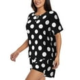thumbnail image 2 of Wukai Black and White Polka Dot Women's Pajama Set,Short-Sleeve Top and Shorts with Elastic Waistband and Pockets for Loungewear, Yoga, and Casual Wear-Small, 2 of 8