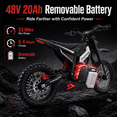 thumbnail image 3 of SYKERUNS X5 Adult Electric Dirt Bike, 2600W, Up to 44MPH, 48V 20Ah, 14"/12" Tires, Black, 3 of 10