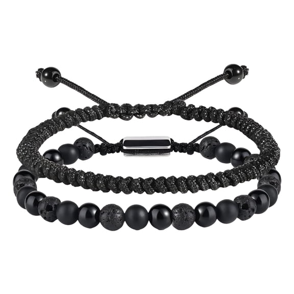 DESIGNICE Reduced Bracelets Black Beaded Bracelets for Men Boys 6Mm Lava Beads Bracelet Set for Couples Birthday Gifts Jewelry for Husband Him Beaded Bracelets for Men