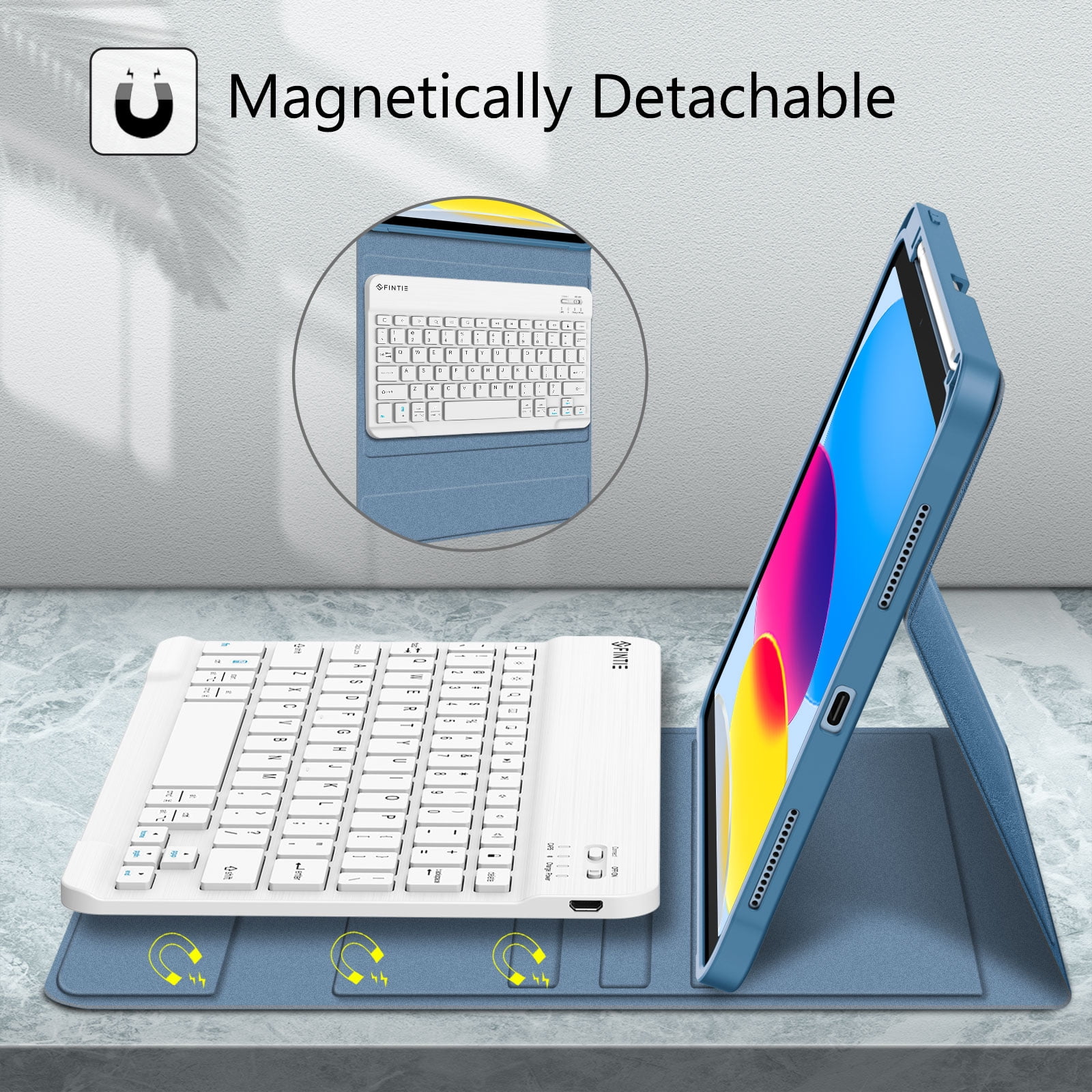 Fintie Keyboard Case for iPad 10th Generation 10.9 Inch Tablet (2022 Release) with Pencil Holder, Ocean Blue