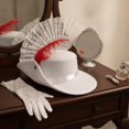thumbnail image 6 of Slccxzc Wide Brim Fedora Cap Feather Accent Gentleman Top Hat Retro Formal Wedding Party Dress Accessory, 6 of 7
