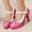 #096-Hot Pink, variant on High Heels for Women – Color Block Design with Bowknot Decorations, Thick Heel & Single Strap Gothic Princess Style Fashion Shoes