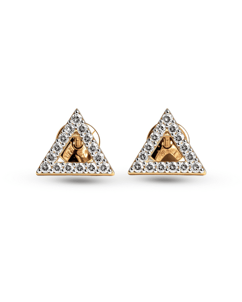 0.5 CT Diamond-Equivalent Triangle Studs – 14K Gold Over Sterling Silver Geometric Minimalist Earrings for Women"