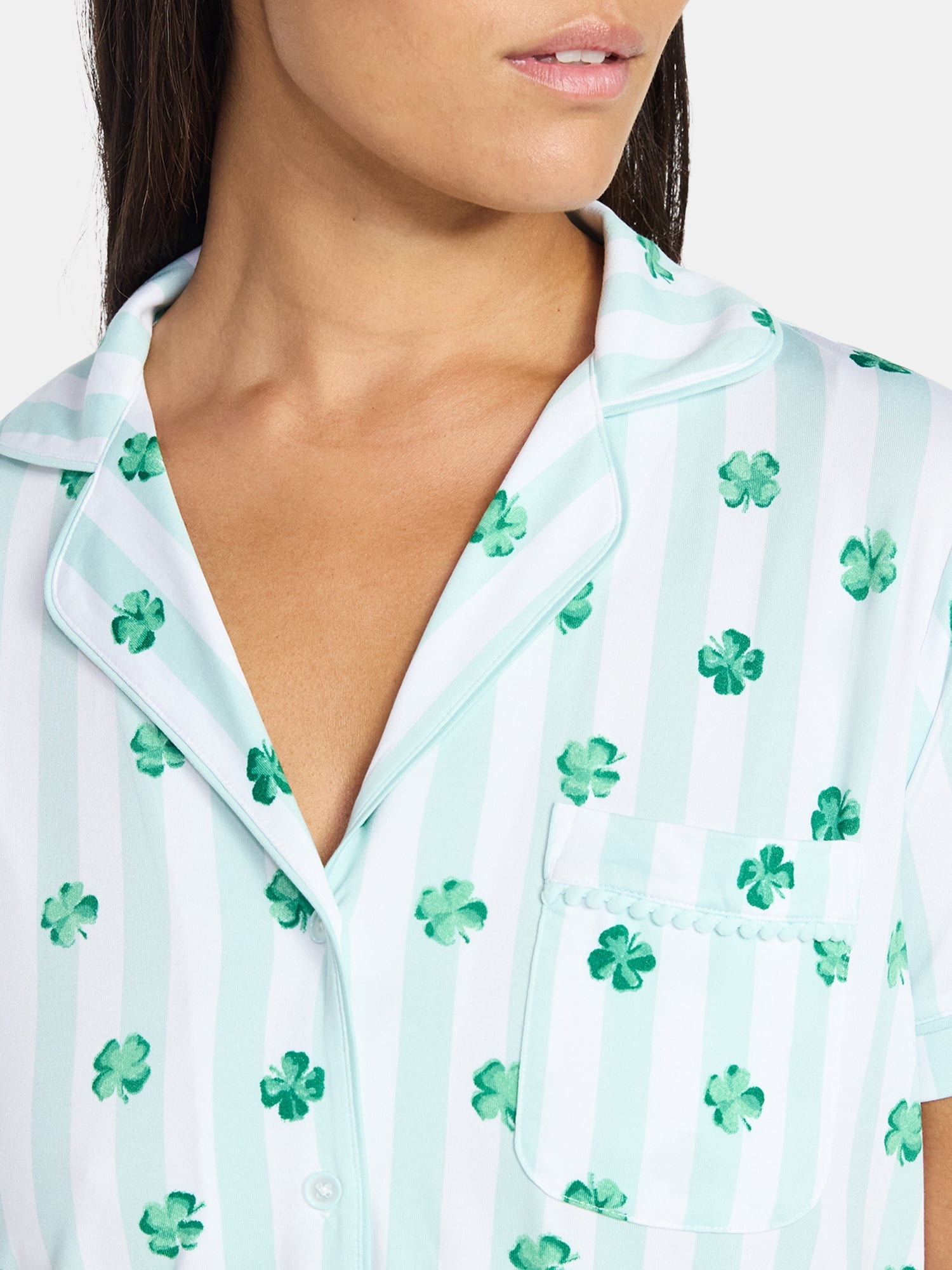 St. Patrick's Day Women's and Women's Plus Notch Collar Top and Shorts Pajama Set from Way to Celebrate, 2-Piece, Sizes XS-3X