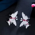 thumbnail image 6 of Classy Red Cubic Zirconia Double Butterfly Drop Earring for Women Fine Jewellery, 6 of 9