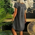 thumbnail image 5 of Women's Denim Dress Plus Size Baggy Tunic Jean Shirt Dress Summer Casual Loose Dresses V Neck Casual Tunic Top, 5 of 5