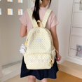 thumbnail image 6 of Polka Dot Backpack with Cute Lace Trim, Large Capacity Multi-Pockets Backpack with Pendant for Shopping Outdoor (Yellow), 6 of 10
