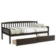 thumbnail image 6 of PAPROOS Twin Daybed with Storage, Solid Pine Wood Sofa Bed with 2 Drawers and Wooden Slats, No Box Spring Needed, Espresso, 6 of 10