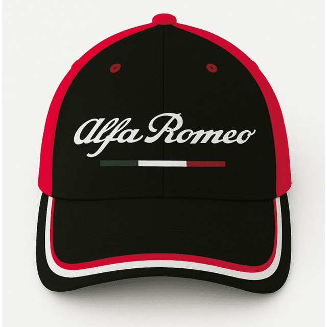 Gorra Alfa Romeo Stretch con Bordado 3D y Cierre de Velcro Ajustable