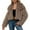 Khaki, variant on Turilly Womens Ladies Warm Faux Furry Long Coats Jacket Winter Solid Turn Down Collar Outerwear