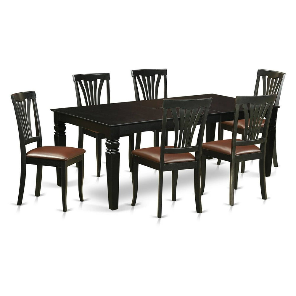 East West Furniture Logan 7 Piece Lath Back Dining Table Set Walmart