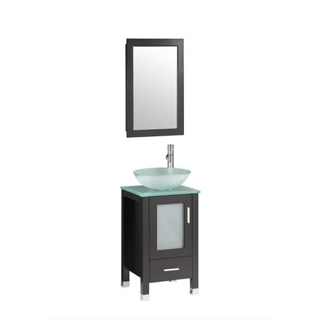 Chelsea- 18 inch Espresso Bathroom Vanity w/ Glass Sink ...