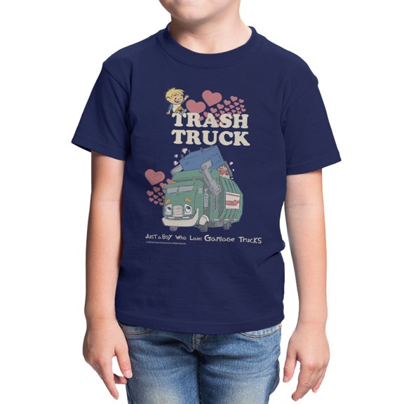 Trash Truck Hearts All Around Youth T Shirt (Navy, XS-XL)
