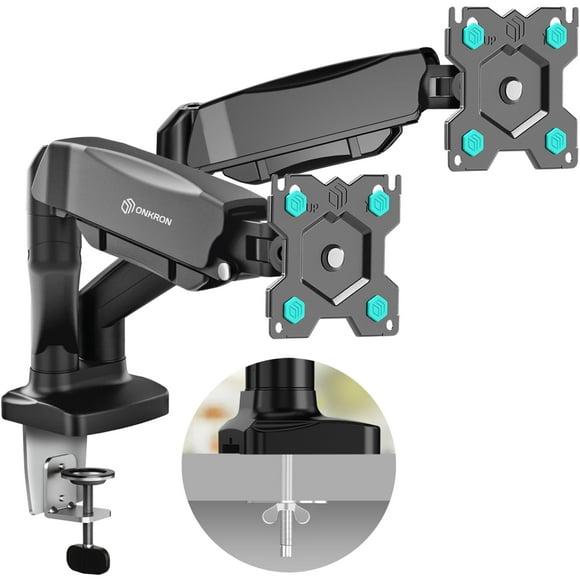 ONKRON Dual Monitor Arm Mount for Two 13-32 Inch Screens up to 17.6 lbs, Gas Spring Monitor Arm VESA 75x75-100x100, Double Monitor Mount for Desk/Tilt & Swivel Computer Monitor Mount Black