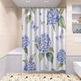 thumbnail image 6 of 4-Piece Bathroom Set with Waterproof Shower Curtain with Non-Slip Bath Mat, U-Shaped Mat & Toilet Lid Cover Blue Hydrangea, 6 of 8