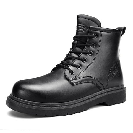 

Work Safety Boots for Men Durable Crazy-Horse Leather Indestructible Steel Toe Waterproof and Non-Slip Better Men Work Shoes Black Size 8