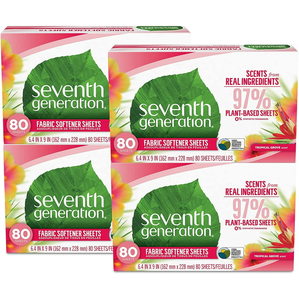 Seventh Generation Dryer Sheets, Fabric Softener, Tropical Grove Scent