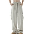 thumbnail image 1 of Pantalones cargo casuales de pierna ancha con cordón para hombre - Talla grande, corte holgado, estilo urbano, 1 of 4