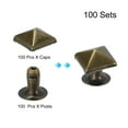 thumbnail image 3 of Unique Bargains 100 Ensembles Rivet Pointe 7mm Pyramide Rivet Rapide Clous Carrés Pointes Ton Bronze, 3 of 5