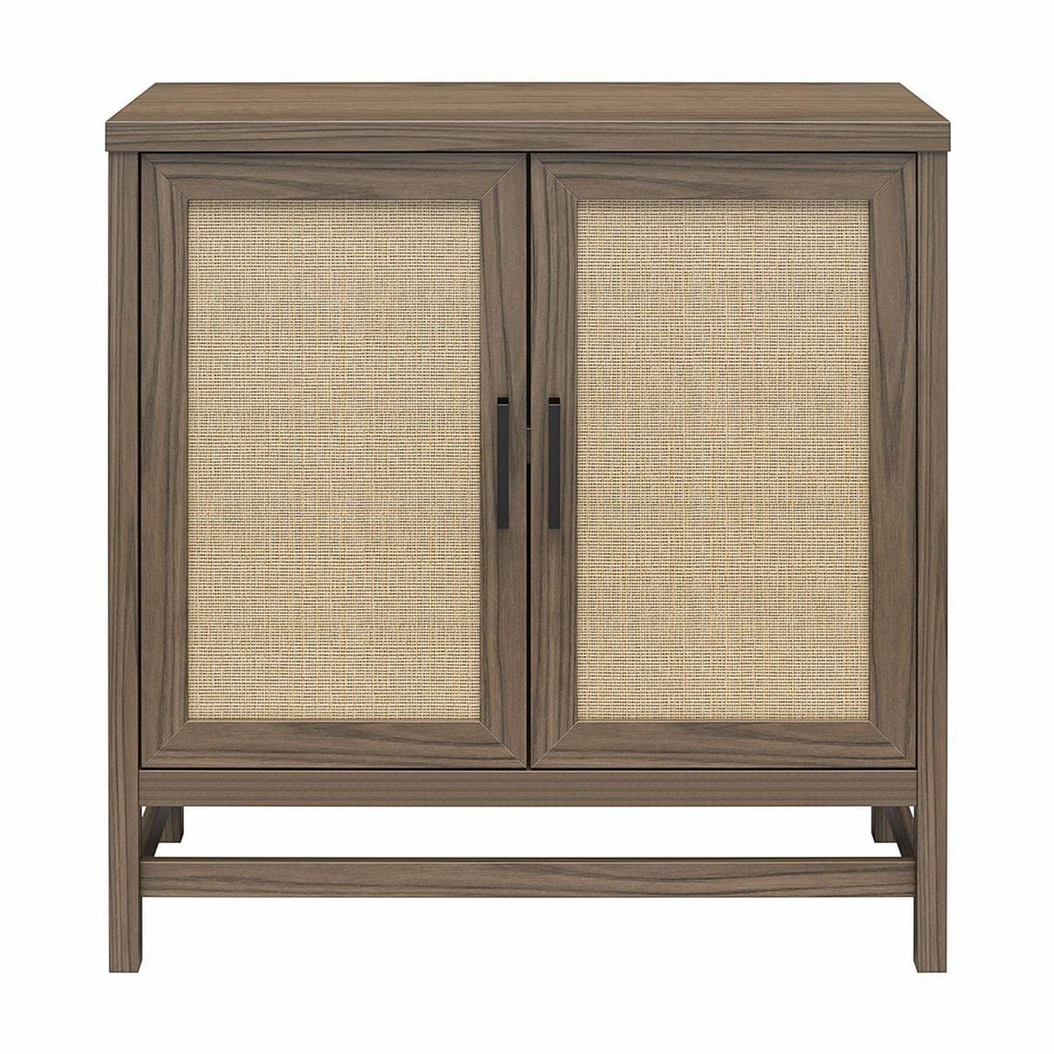Meuble de rangement à 2 portes Lennon d’Ameriwood Home, brun moyen et faux rotin