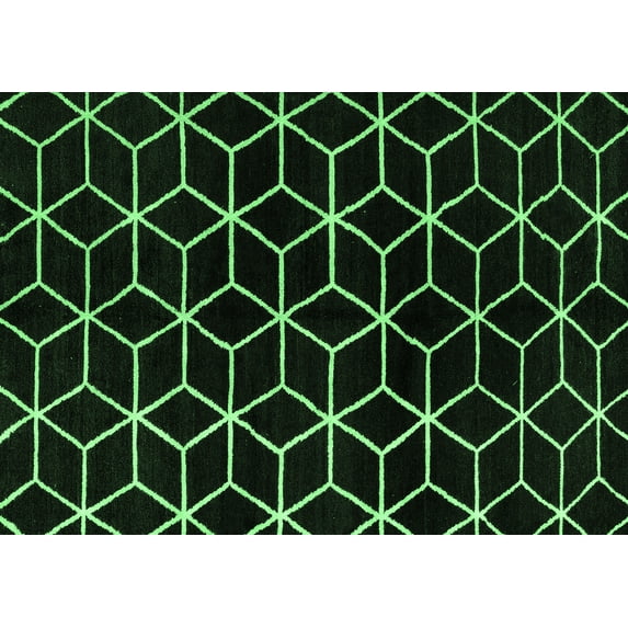 Ahgly Company Indoor Rectangle Abstract Emerald Green Modern Area Rugs, 7' x 10'