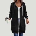 thumbnail image 2 of Sahpxhe Women's Mid-Length Hoodies Zip up Long Sleeve Loose Casual Sweatshirts with Pockets Fall Cozy Outerwear Jacket Black L, 2 of 7