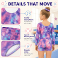thumbnail image 3 of Gymnastics Leotards For Girls,Long Sleeve Sparkly Dance Biketards with Shorts Ballet Tumbling Outfit for 5-10 Years, 3 of 13