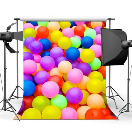 Image of ABPHOTO Polyester 5x7ft Happy Birthday Day Backdrop Colorful Balls Children s Playground Cartoon Photography Background for Sweet Baby Shower Boys Girls Party Decoration Photo Studio Props