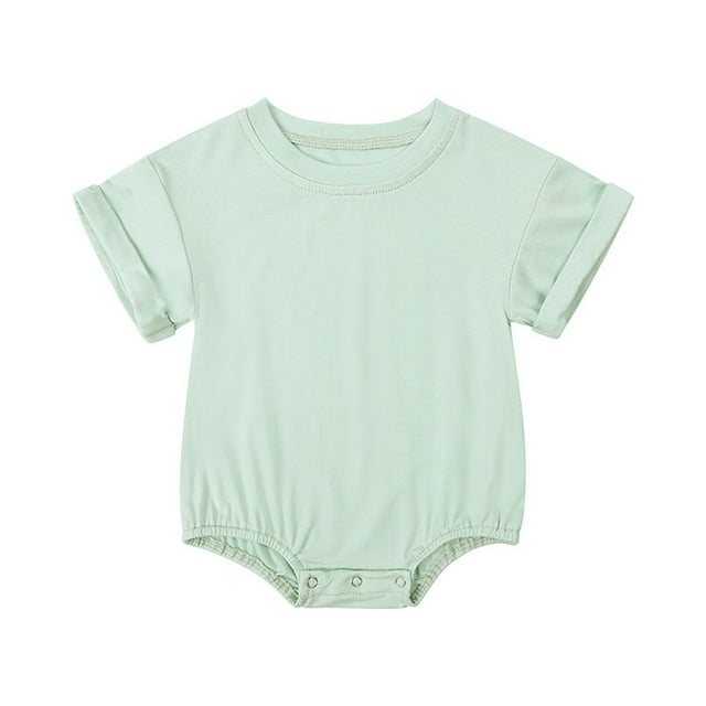 Combinaison d'Été à Manches Courtes pour Enfants, Col Rond, Couleur Unie, Design Léger en Fibre de Bambou pour Garçons et Filles