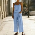 thumbnail image 2 of hoksml Women's 2 Piece Linen Cotton Set, Vacation Outfits for Women, Cami Top and Wide Leg Pants, 2 of 6
