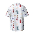 thumbnail image 2 of Sigee Nautical Lighthouse Sailboat Print Men's Shirts Casual Button Down Short Sleeve Summer Beach Shirt Hawaiian Vacation Shirts Tee Shirt-4X-Large, 2 of 7