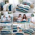 thumbnail image 5 of Abstract Modern Duvet Cover Set Full Size, Gold Blue Ripple 4 Piece Soft Microfiber Bedding Set with 1 Duvet Cover, 1 Flat Sheet, 2 Pillowcases, 5 of 9